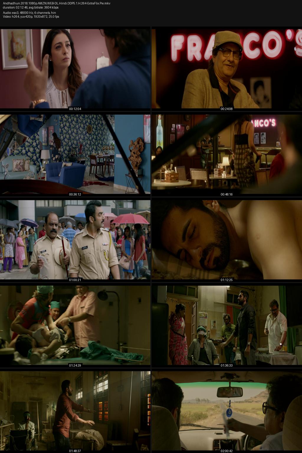 Andhadhun (2018) [Hindi] 1080p 720p 480p Amazon WEB-DL ESub Screenshots