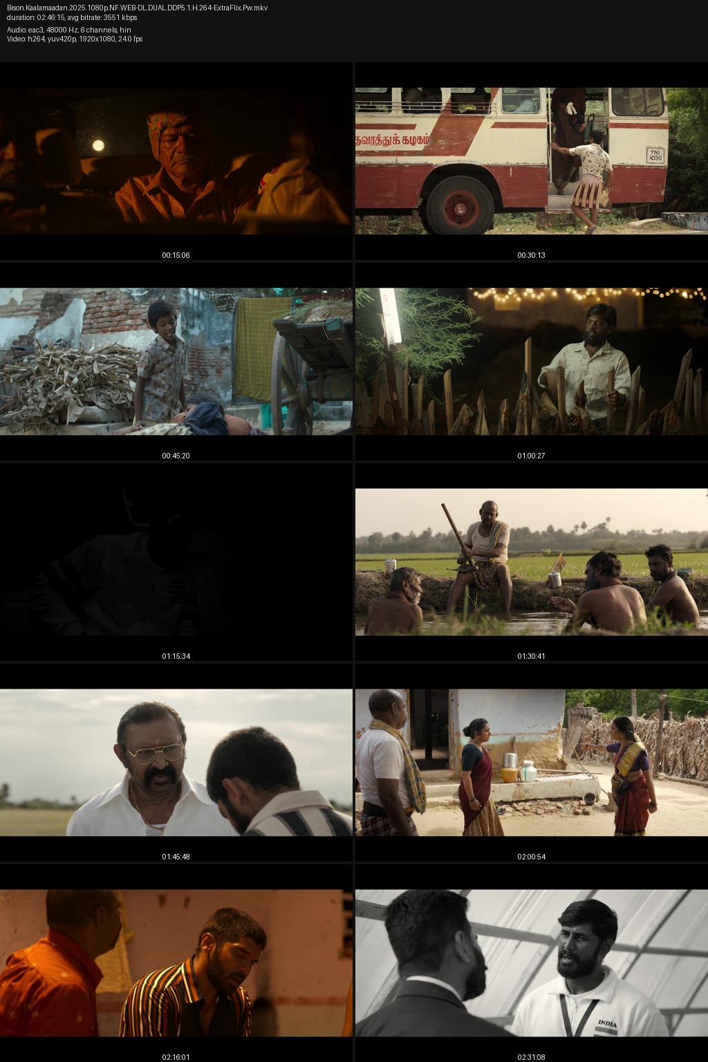 Bison Kaalamaadan (2025) [Hindi-Tamil] 4K 2160p 1080p 720p 480p Netflix WEB-DL ESub Screenshots