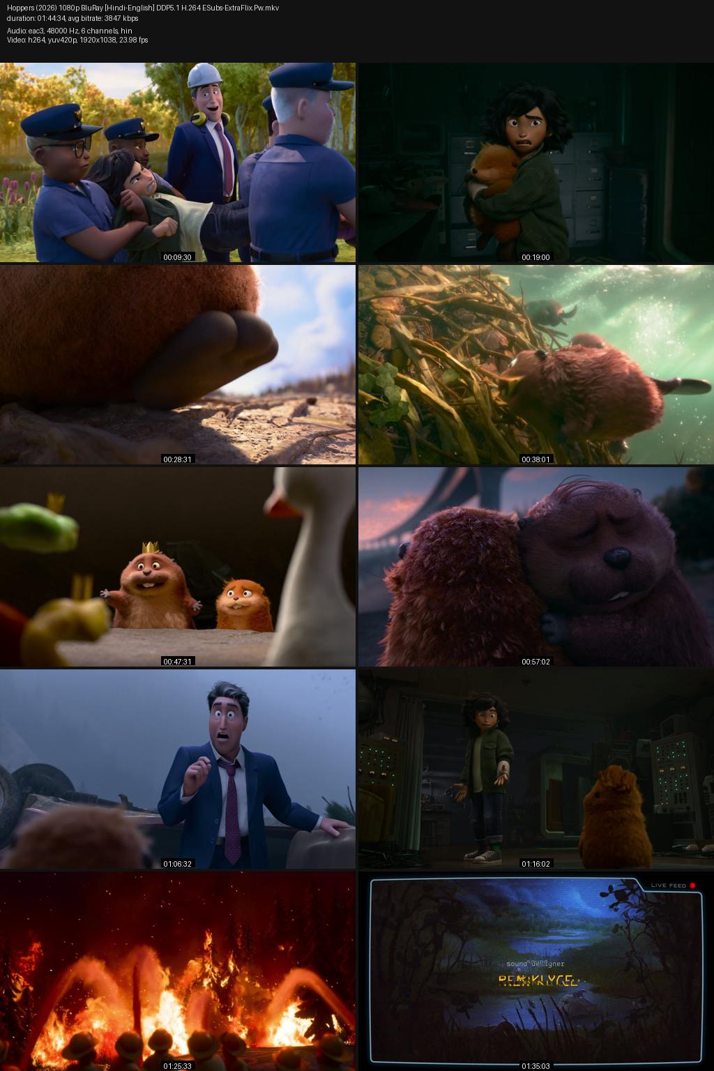 Hoppers (2026) [HIndi-English] 1080p 720p 480p BluRay ESubs Screenshots