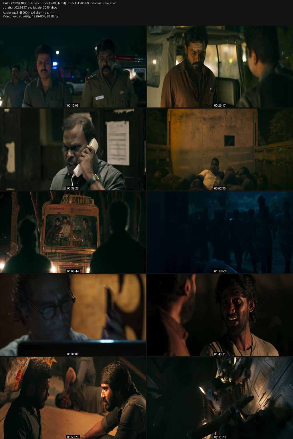 Kaithi (2019) [Hindi-Tamil] 1080p 720p 480p BluRay ESub Screenshots