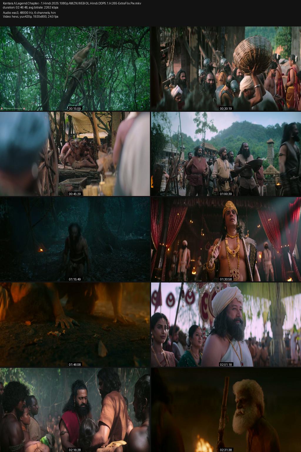 Kantara – A Legend: Chapter 1 (2025) [Hindi Only] 1080p 720p 480p Amazon WEB-DL ESub Screenshots