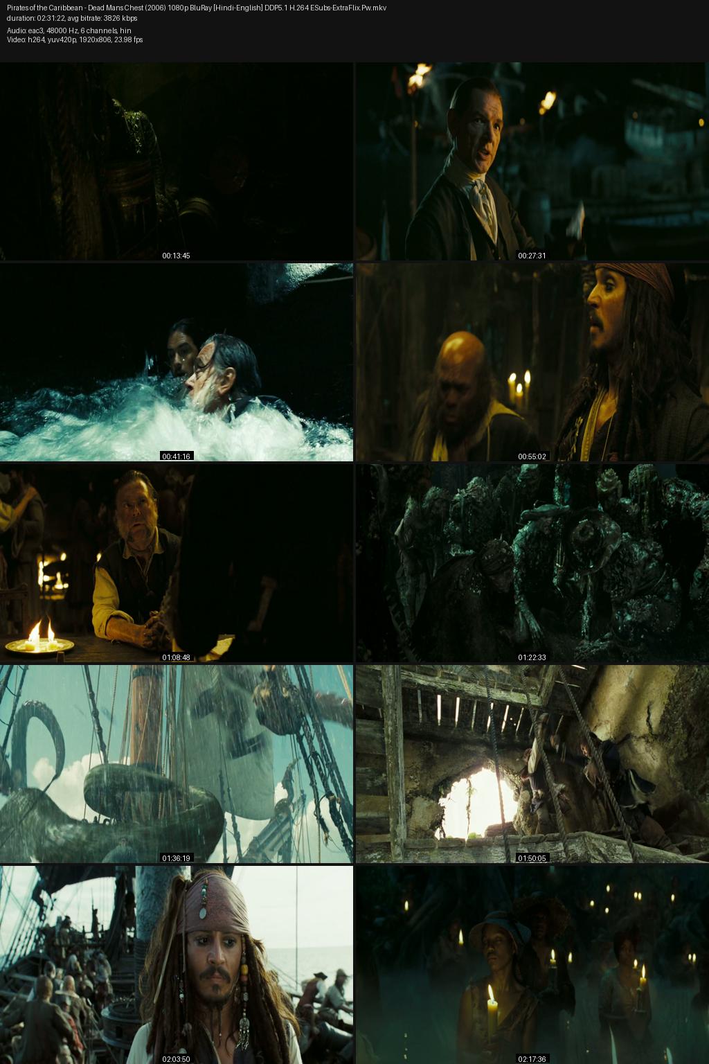 Pirates of the Caribbean: Dead Man’s Chest (2006) [Hindi-English] 1080p 720p 360p BluRay ESub Screenshots