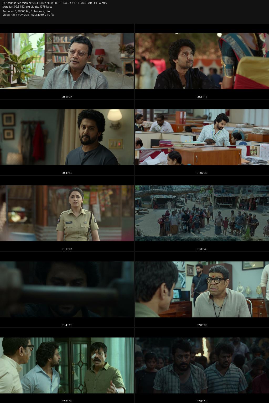 Saripodhaa Sanivaaram (2024) [Hindi-Telugu] 4K 2160p 1080p 720p 540p Netflix WEB-DL ESub Screenshots