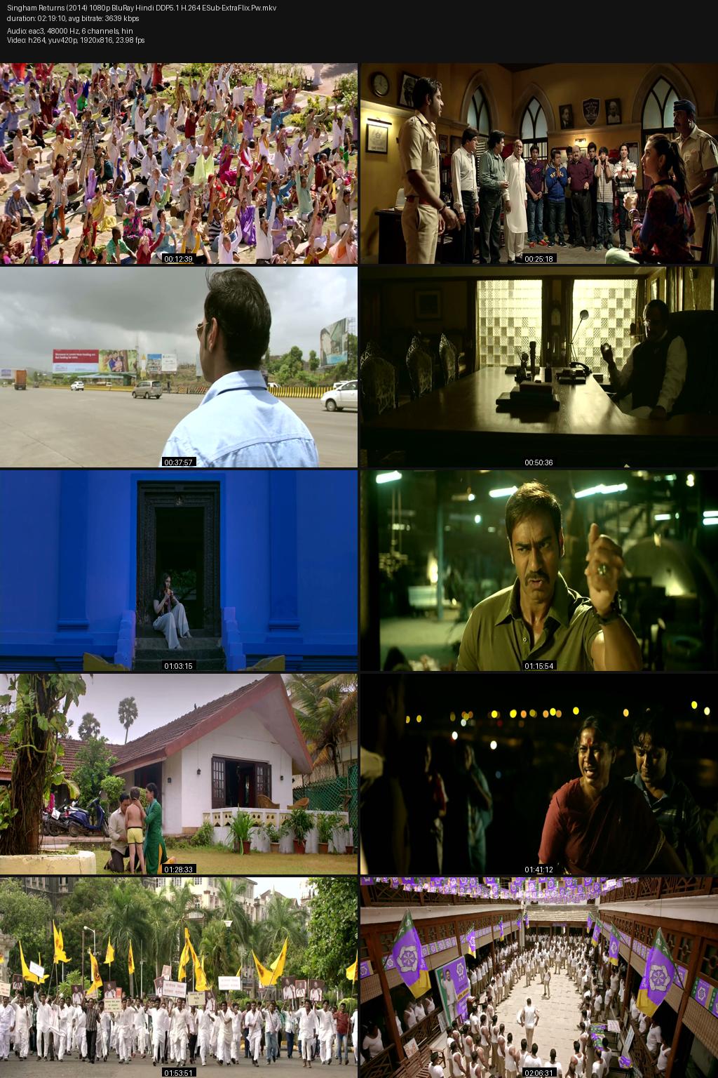 Singham Returns (2014) [Hindi] 1080p 720p 480p BluRay ESub Screenshots