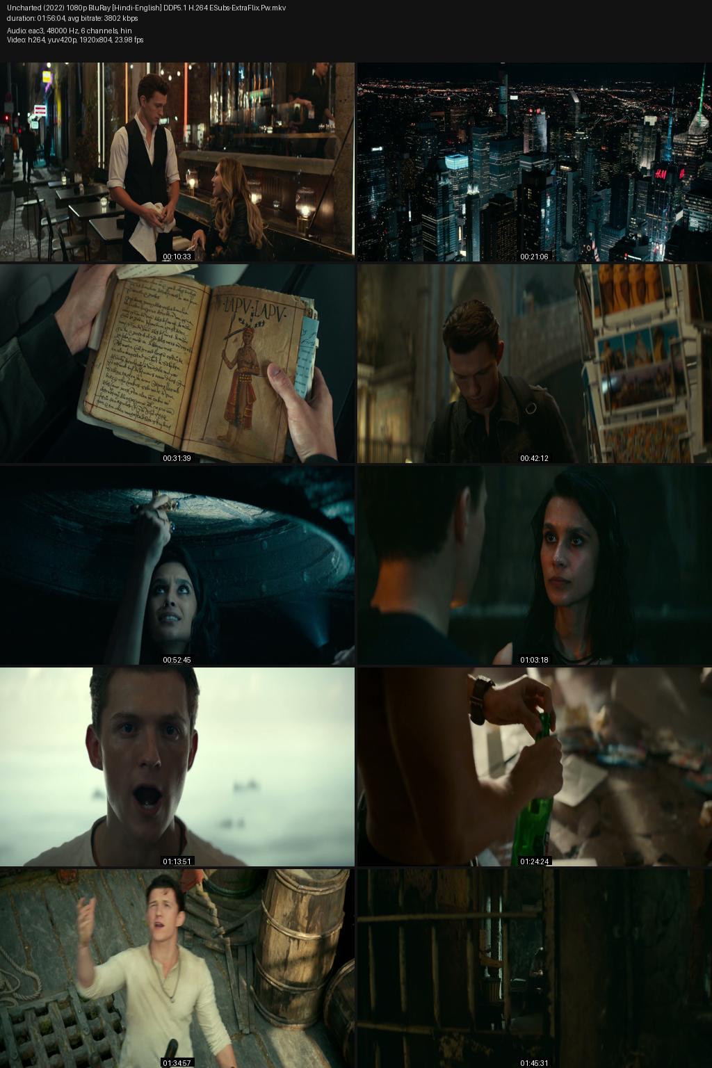Uncharted (2022) [Hindi-English] 4K 2160p 1080p 720p 480p BluRay ESubs Screenshots