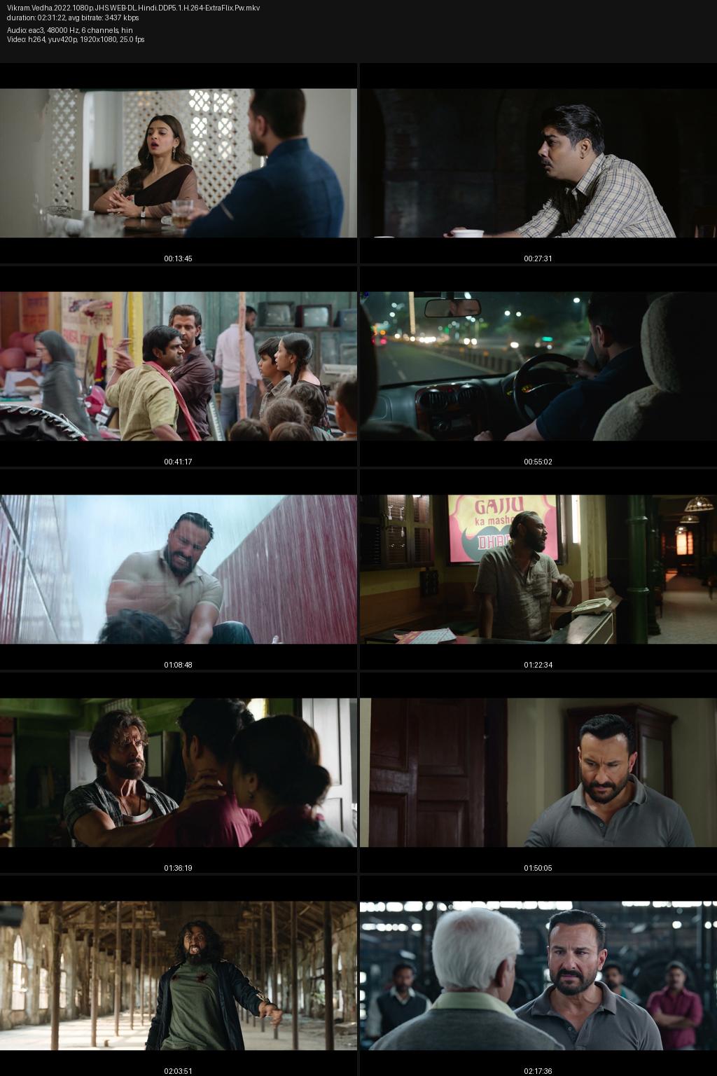 Vikram Vedha (2022) [Hindi] 1080p 720p 480p JioHotstar WEB-DL ESub Screenshots