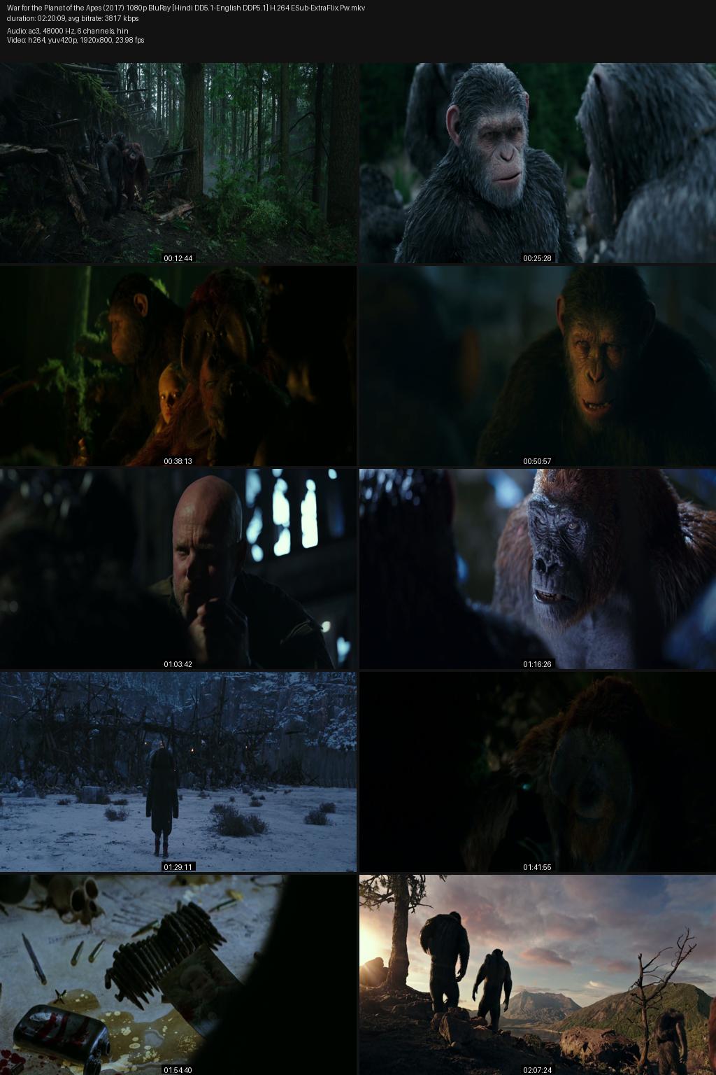 War for the Planet of the Apes (2017) [Hindi-English] 1080p 720p 480p Bluray ESub Screenshots