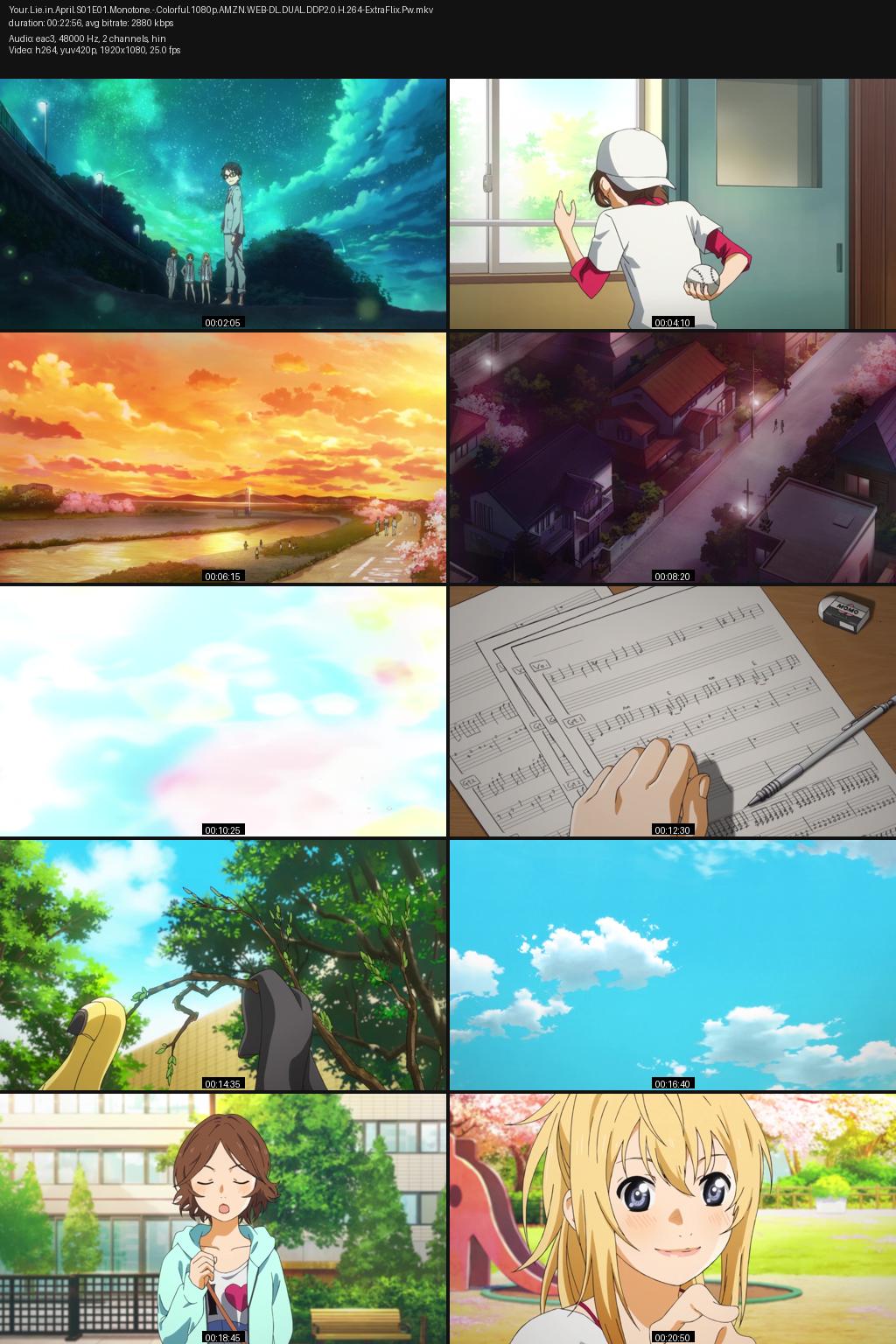Your Lie in April aka Shigatsu wa kimi no uso Season 1 (2014) [Hindi-Japanese] 1080p 720p 480p Amazon WEB-DL ESub Screenshots