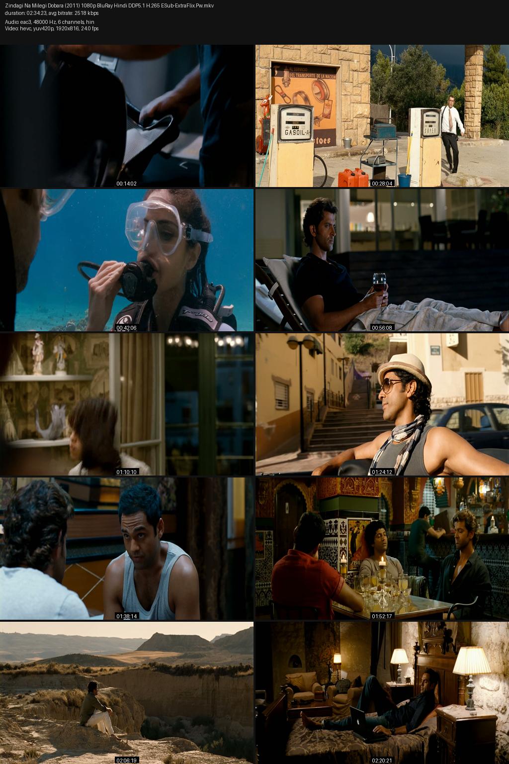 Zindagi Na Milegi Dobara (2011) [Hindi] 1080p 720p 480p BluRay ESub Screenshots